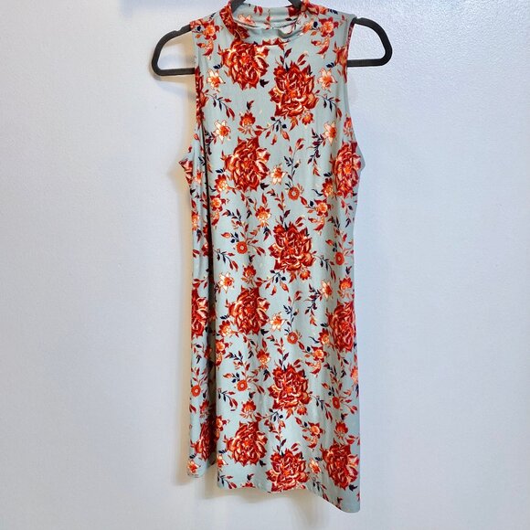 Floral mock neck dress large - Picture 1 of 6